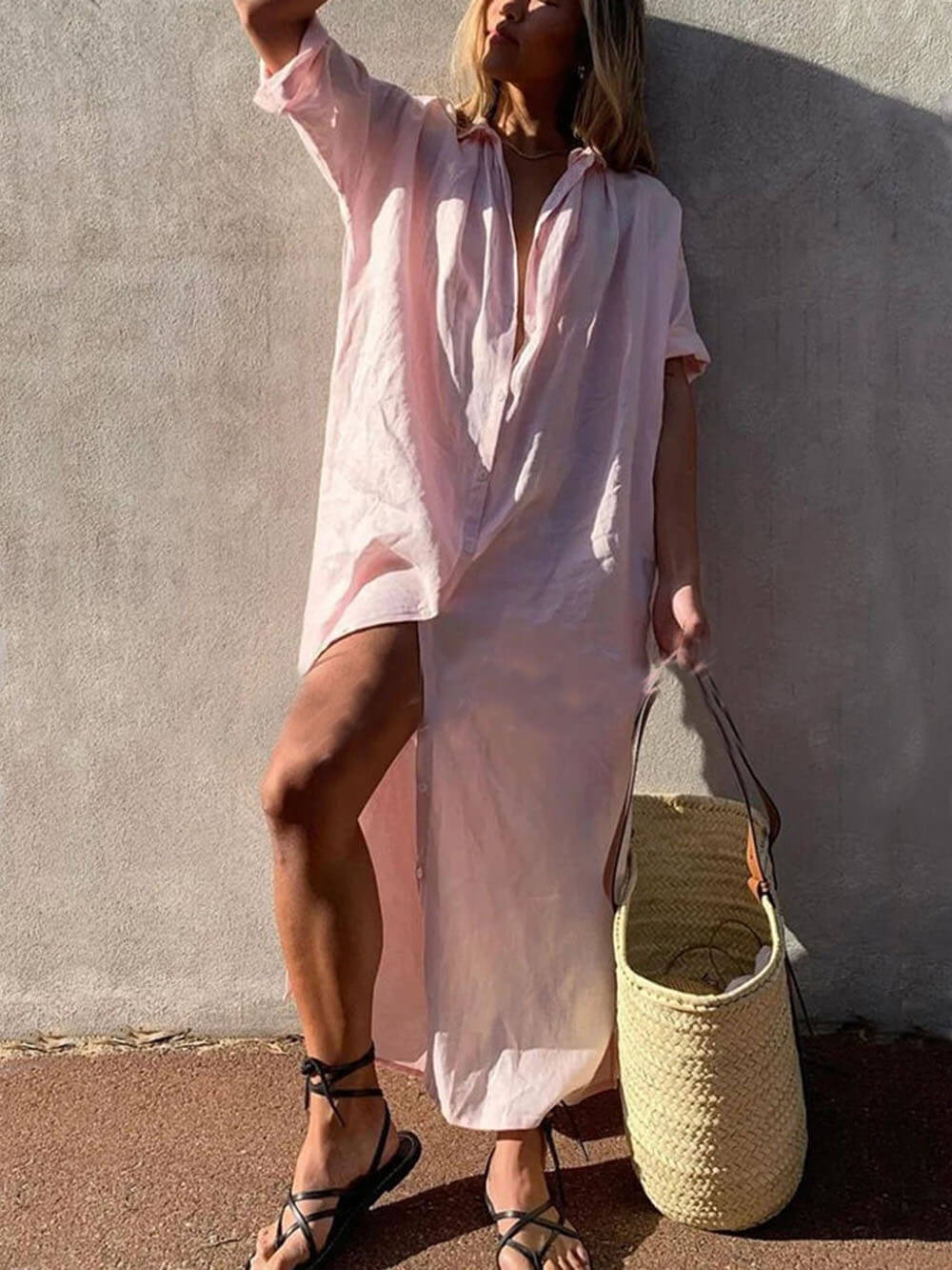 Elize | Minimalist Maxi Shirt Dress with Buttons