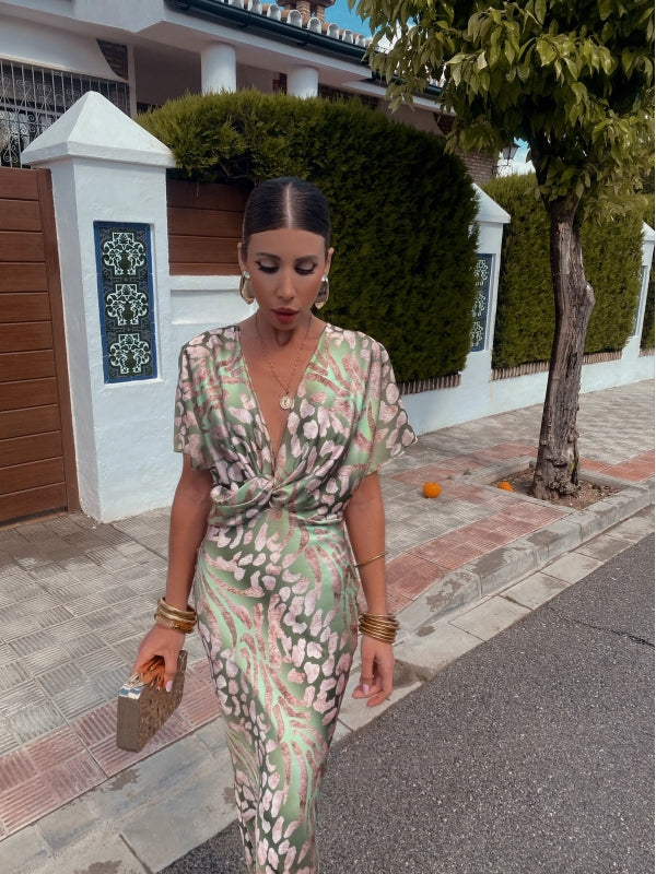 Liora | Leopard Print Satin Dress