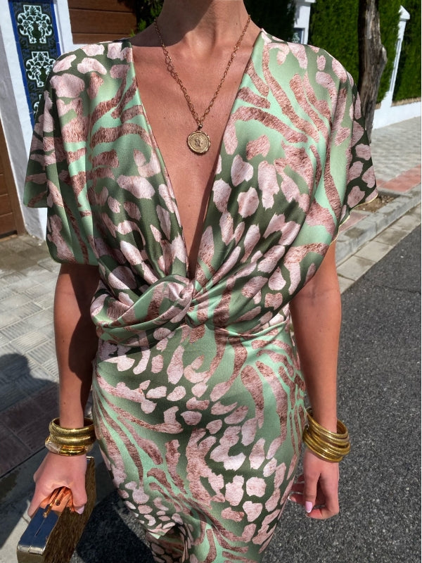 Liora | Leopard Print Satin Dress