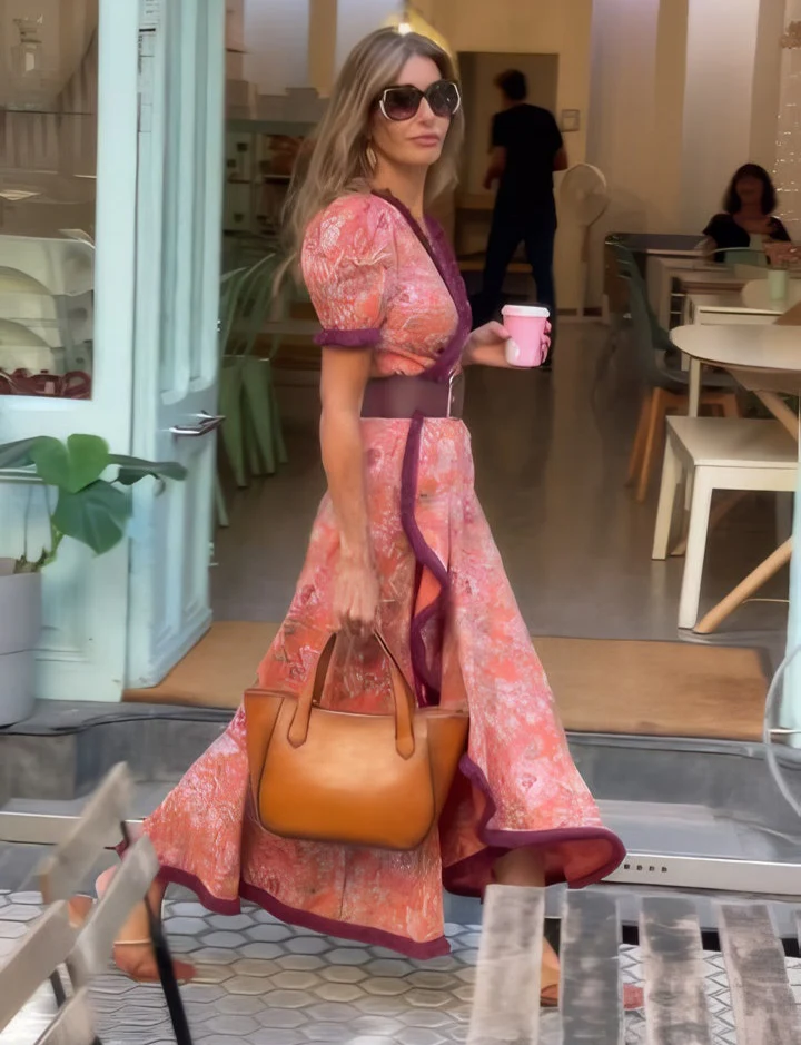 Elin | Vasaros Boho Suknelė su Diržu ir V Iškirpte