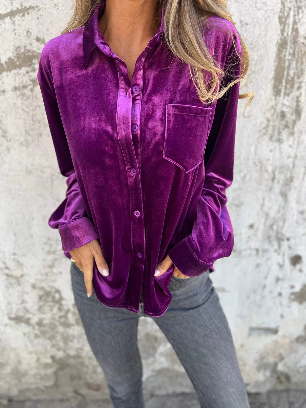 Violetinė Aksominė Bluzė