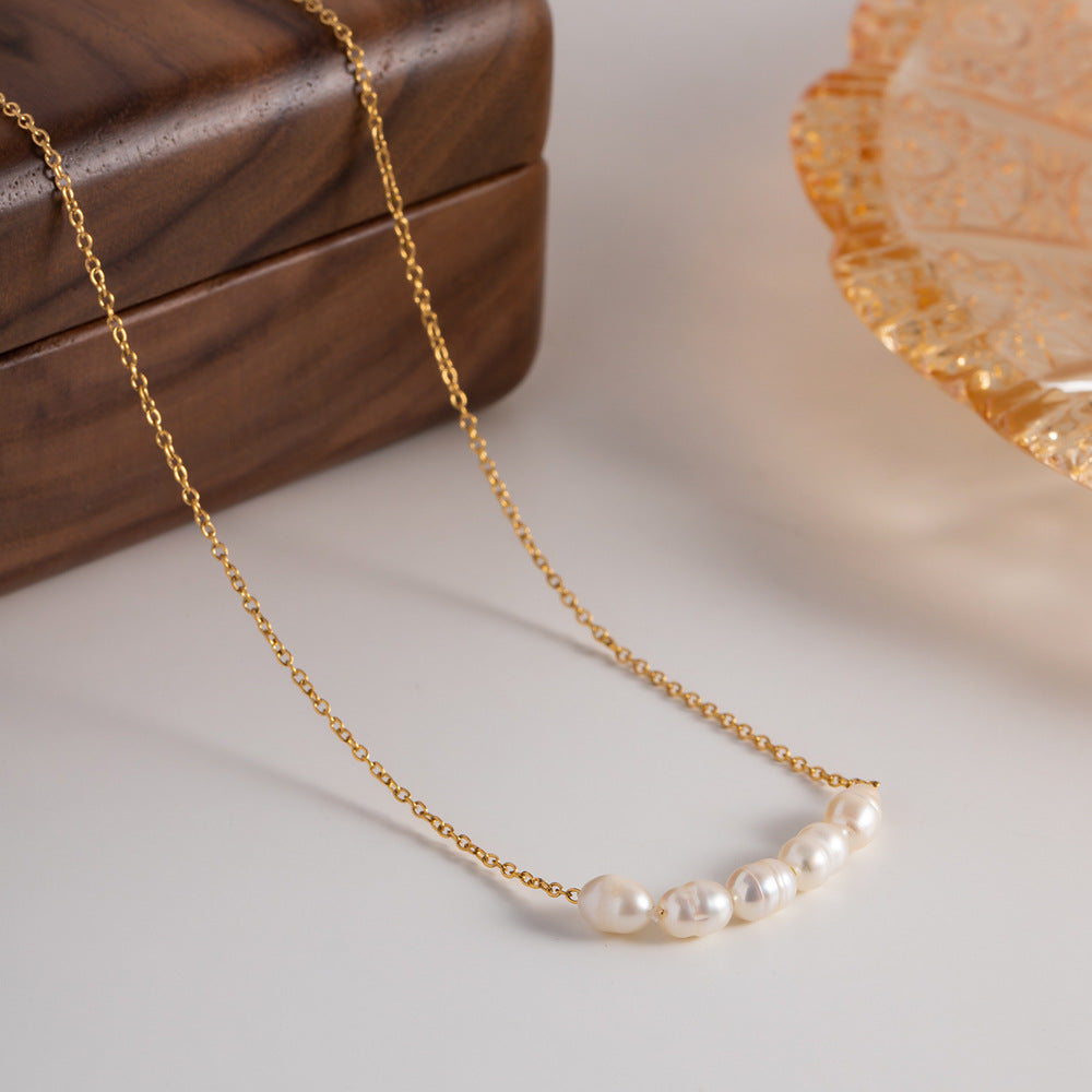 Elle Elegant Gold Pearl kaklo papuošalas