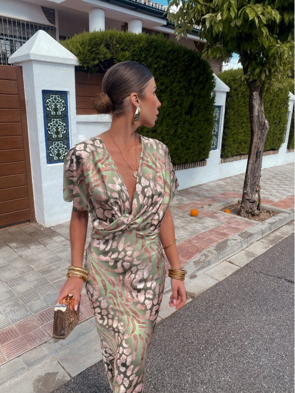 Liora | Leopard Print Satin Dress