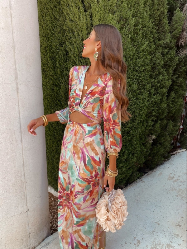 Carina | Midi Dress with Abstract Pattern
